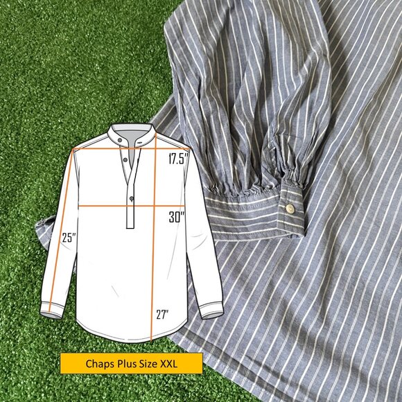 Chaps Long Sleeve 1/4 Button Placket Mandarin Collar Tunic Shirt Plus Size XXL - Picture 2 of 11